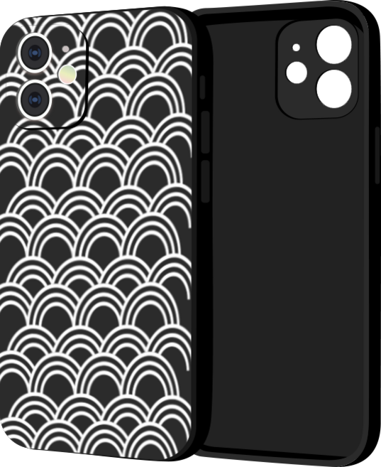 핫티몰 특이한 동양 물결 무늬 패턴 블랙 젤리 실리콘 케이스