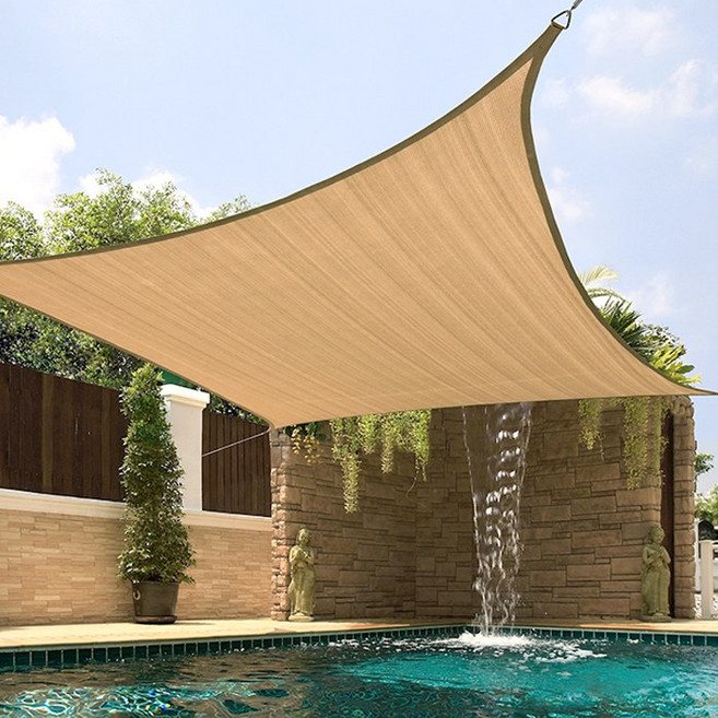 크크섬 썬쉐이드 사각 그늘막 옥상 마당 차양막, 샌드베이지