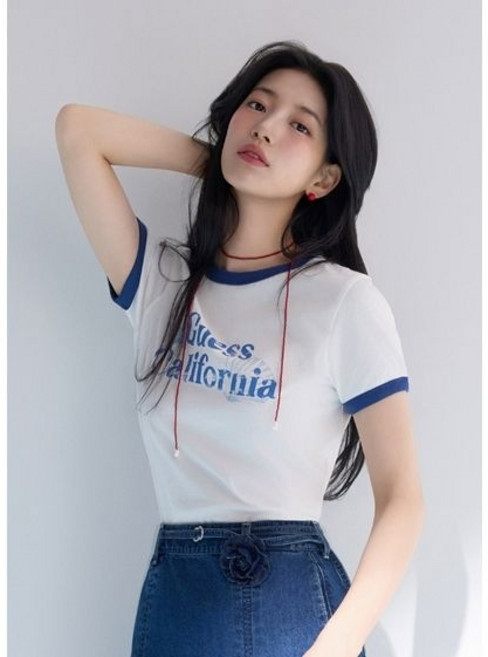 매장정품 GUESS 게스 남여공용 마린 그래픽 링거 반팔티셔츠 MQ2K7436_WHT 1694696