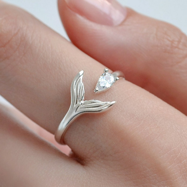 반지소 마레 실버925 행운 고래 꼬리 오픈링 물고기 은반지