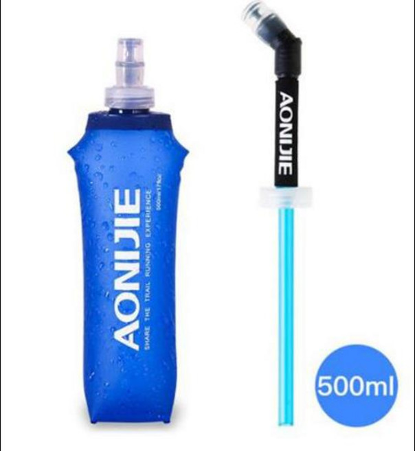AONIJIE 170ml 200ml 250ml 500mml 350ml 600ml 러닝 스포츠 자전거 부드러운 물병 접이식 TPU 소프트 플라스크 워터 가방 컵, [06] 500ml- straw