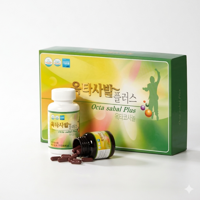 옥타사발플러스(3개월분 360정)면역력 피료개선 지구력증진 잦은소변 전립선건강 머리카락이 풍성해지는 옥타코사놀, 3개, 120정