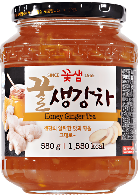 (2병) 꽃샘 달콤 꿀생강차 580g 봉동 생강 꿀 액상차 음료 잼 에이드 샐러드 홈카페