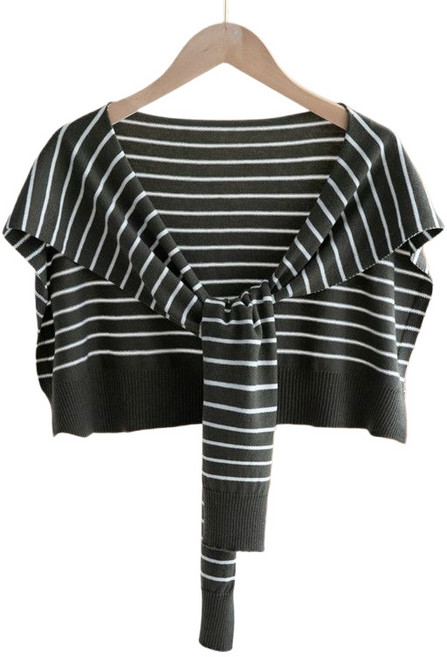 엑스비지 스트라이프 크로스 어깨가디건