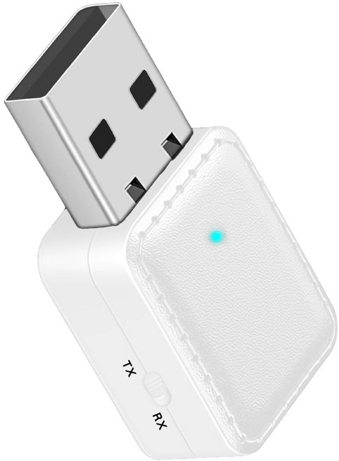 USB藍芽5.0發射接收器 音源轉換器 雙向傳輸, 純潔白, 純潔白