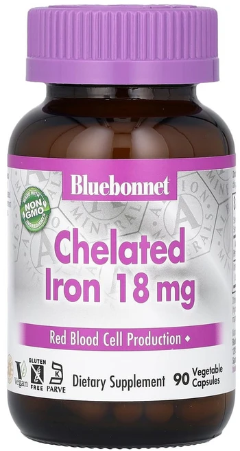 블루보넷뉴트리션 킬레이트화 철분 18mg 베지 캡슐 90정, 1개 - 쿠팡