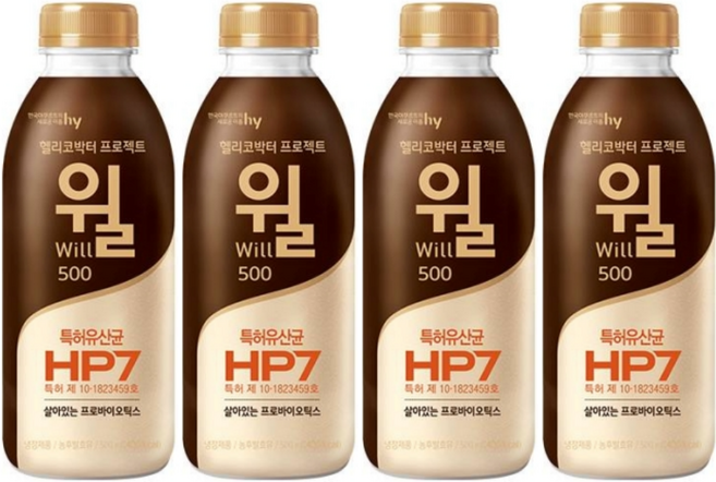 에치와이 헬리코박터 프로젝트 윌 오리지널 에코, 500ml, 4개