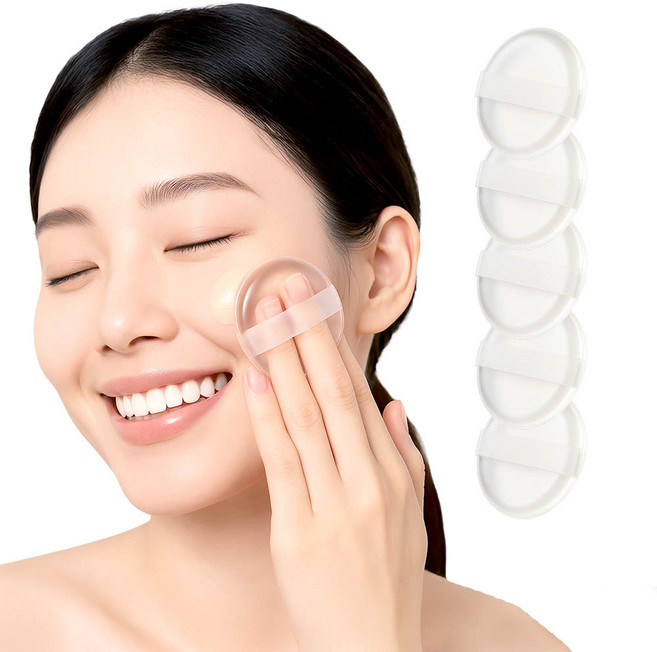 깔끔더하기 메이크업 실리콘 퍼프 화장용 투명 파우더, 5개, 투명 실리콘