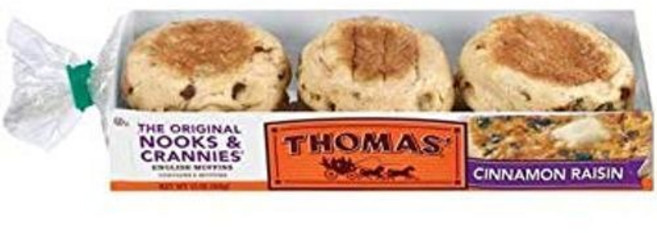 토마스: 시나몬 건포도 6개입 잉글리시 머핀 368.54g 2팩 Thomas': Cinnamon Raisin 6 Ct English Muffins 13 Oz Pack of 2, 368g, 1개