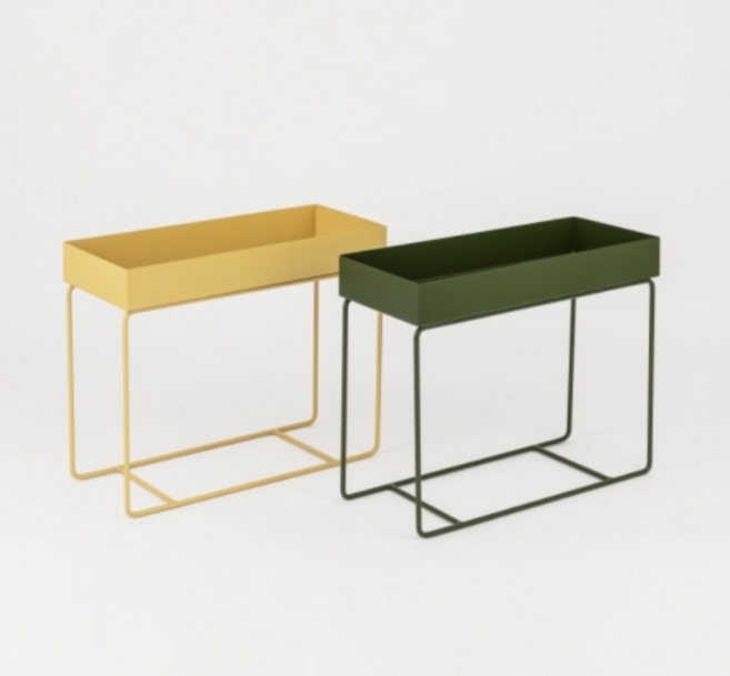 문고리닷컴 인더프레임 1단 스틸 플랜트박스 수납선반 화분받침대 스틸받침대, 옐로아이보리