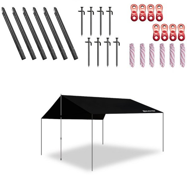 BUCK703 초특가 SALE 블랙코팅 암막타프 풀세트 중 타프 렉타타프 타프폴대 텐트 그늘막 캠핑매트, 암막 블랙코팅 렉타타프 중 풀세트