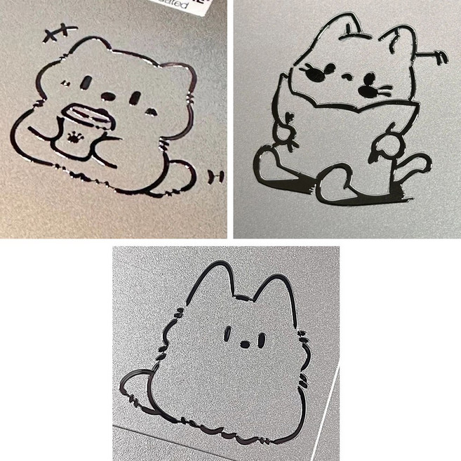 salimm 귀여운 3d 입체 고양이 핸드폰 노트북 태블릿 메탈 스티커 15p, 15개, 실버