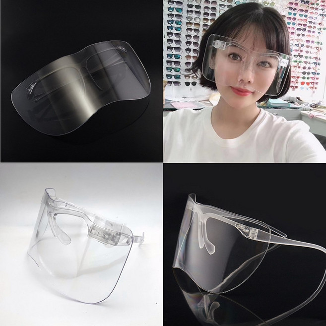 1P/2P 스타일 페이스 쉴드 얼굴 가리개 안면 보호 실드 가드 위생 마스크 흠뻑쇼 워터밤 선글라스 고글, 1개, 투명