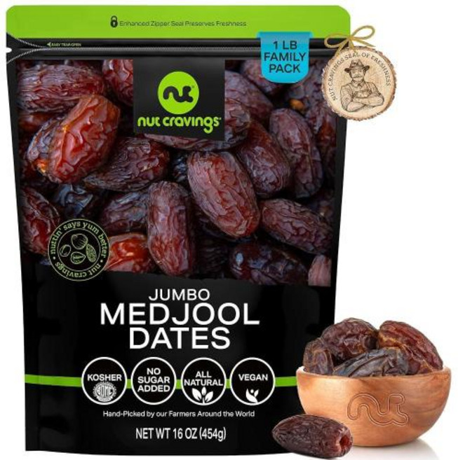 Nut Cravings Dry Fruits 햇볕에 말린 점보 메줄 대추야자 미국직구, 1개