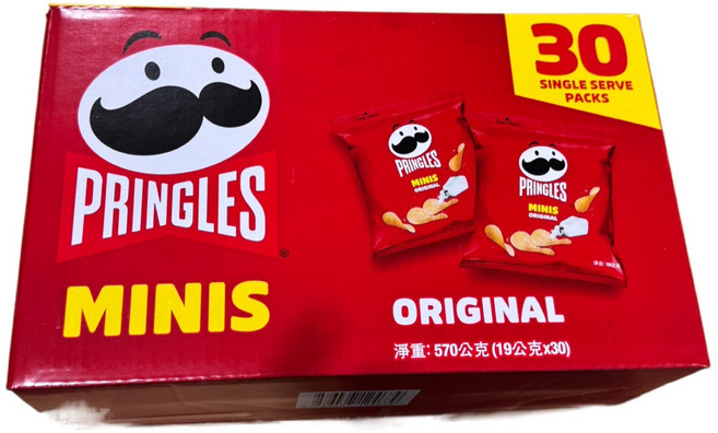 品客MINIS迷你原味薯片30包裝 經典口味 獨立包裝 方便攜帶, 570g, 1箱