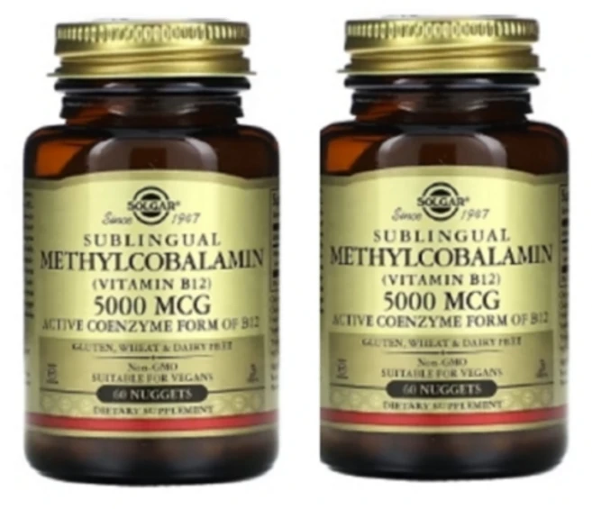 솔가 설하 메틸 코발라민 (비타민 B12) 5 000 mcg 60 너겟, 2개, 60정 - 쿠팡