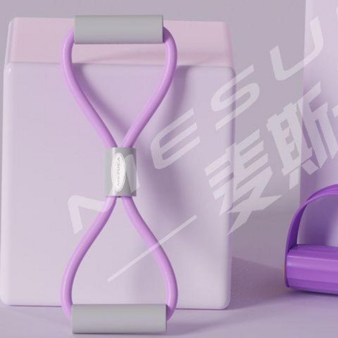 無品牌 腳蹬拉力器 仰臥起坐輔助 健身器材, 麥斯卡紫 開肩美背36% 8字