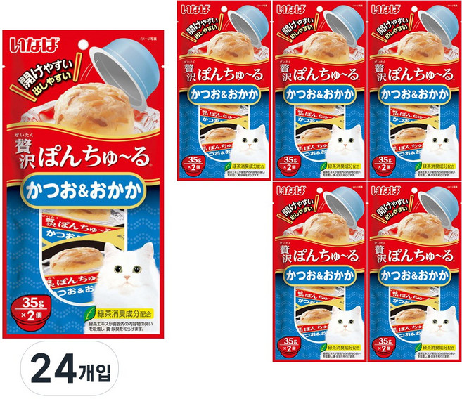 이나바 챠오 퐁츄르 챠오퐁 고양이 간식, 24개, 35g, 가다랑어&가다랑어포 (TSC-44)