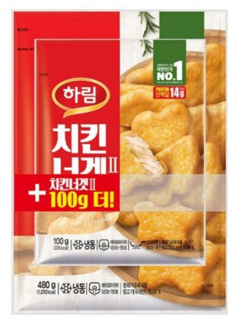 하림 치킨너겟480 g+100 g, 1개, 580g