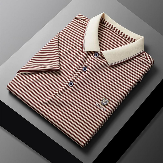 polo衫短袖上衣男冰絲短袖透氣工作服翻領上衣商務休閒上衣夏季吸濕排汗短袖polo衫運動上衣襯衫領男裝條紋衣服高爾夫球衫