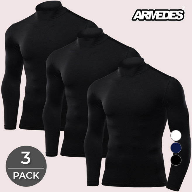 아르메데스 남성용 히트 기모 발열 내의 터틀넥 상의 AR-25 3p