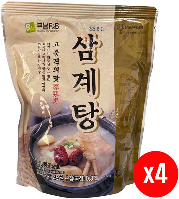부남 삼계탕 1kg x4, 4개
