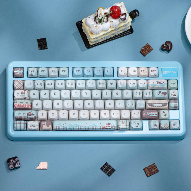 KiiBOOM Phantom81 Lite 75% 가스켓 기계식 키보드, 민트블루, KiiBOOM Mochi Switch, 제조사축