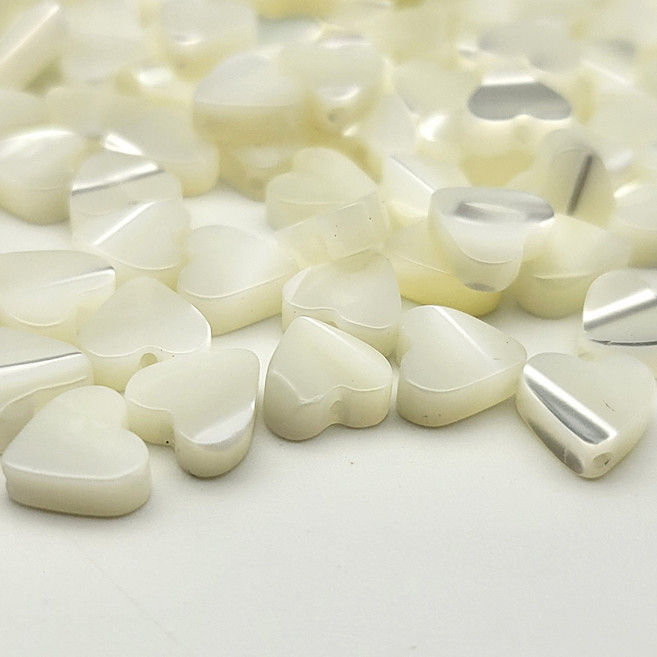 [모크재료방] 하트 자개 6mm, 80개, 아이보리