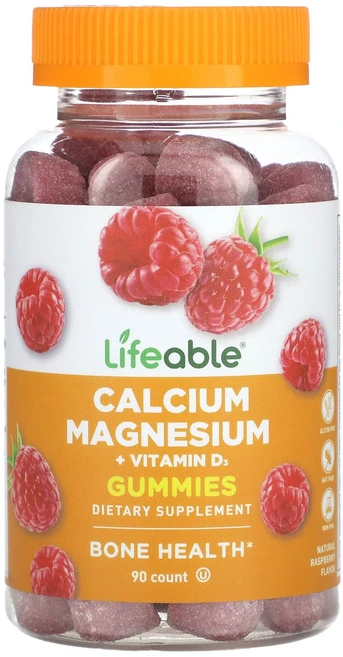 몸에 좋은 Lifeable 칼슘 마그네슘 + 비타민D3 구미젤리 천연 라즈베리 맛 구미젤리 90개, Lifeable칼슘마그네슘+비, 1개, 90정 - 쿠팡
