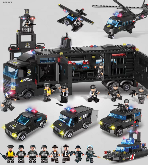 한로 토탈블럭 경찰특공대 8in1 레고 호환 블록시티 1095pcs, 1개