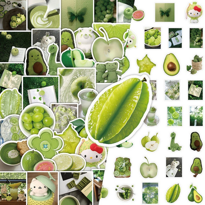 리무버블 컬러 스티커 폰꾸 다꾸 인스 도무송 캐리어 글라스데코, 그린