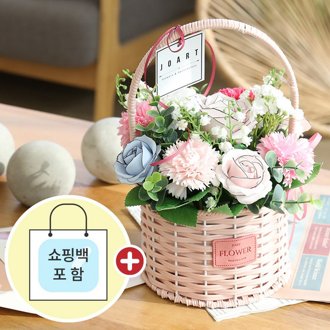 어버이날 카네이션 비누꽃 바구니, 포유바구니_핑크, 1개