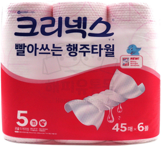 크리넥스 빨아쓰는 위생행주 핑크, 6롤, 1개