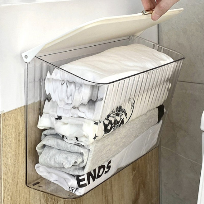 하스몰 다용도 포켓 수납 6L 화장실 주방 정리 벽걸이 보관함, 1개, 투명