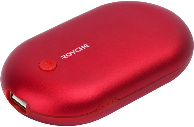 로이체 휴대용 충전식 양면발열 손난로 핫팩 보조배터리, 레드, HW-05