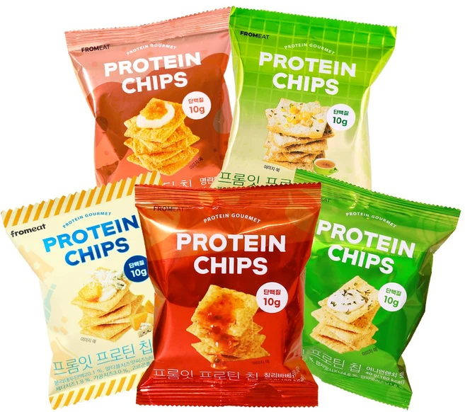 프롬잇 프로틴칩 5종 버라이어티팩, 40g, 5개, 혼합맛 - 쿠팡