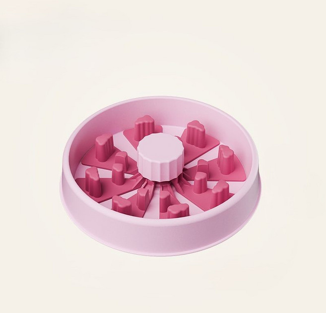 FURENDO 반려동물 슬로우식기 넘침 방지 느린급식 그릇 질식 방지 사료그릇, 1개, 핑크