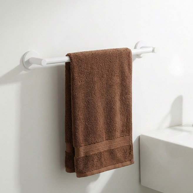 한평한뼘 무타공 욕실 수건걸이 튼튼한 화장실 수건거치대, 화이트, 1개