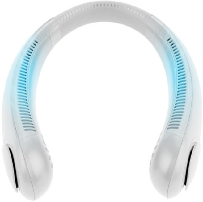 [스노잉 바람500%] 로그타 바람킹 시원한 냉감 아이스 휴대용 무소음 넥 밴드 선풍기, 화이트