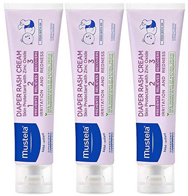 Mustela 아기 기저귀 발진 크림 123 - 산화아연 함유 피부 보호제 - 무향 amp 무파라벤 - 98 천연성분 - 다양한 포장, 1개
