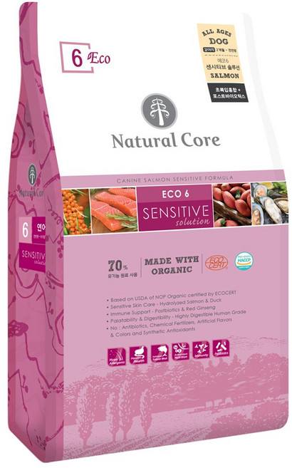 네츄럴코어 유기농 ECO-6 센시티브솔루션 연어 강아지사료, 6kg, 1개