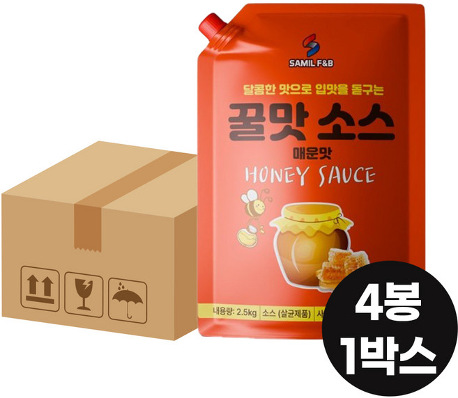 [4개1박스] 삼일 꿀맛소스 매운맛 2.5kg 4개 매콤허니 닭강정소스