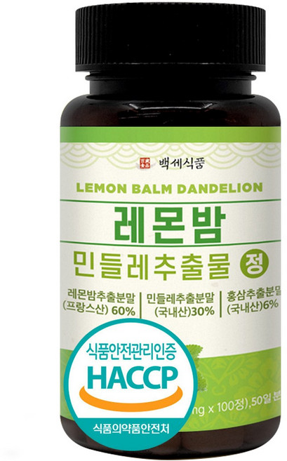 레몬밤 민들레 추출물 정 식약처 HACCP 인증, 60정, 1개