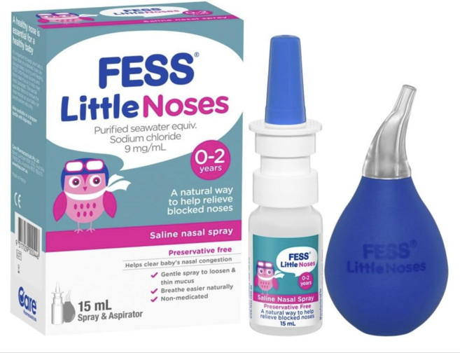 호주 신생아페스리틀 노우즈 식염수 스프레이 흡입기 세트 Fess Little Noses Saline Nose Spray + Aspirator 15ml, 1세트
