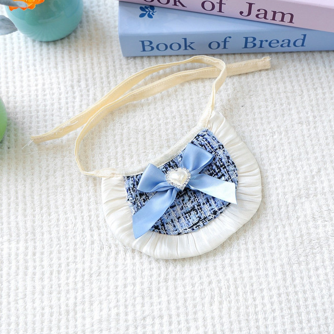 귀여운 강아지 고양이 턱받이 스카프 삼각 침받이 소형견 목걸이 반려동물 패션, 프리 사이즈, 샤오샹펑 턱받이-블루, 1