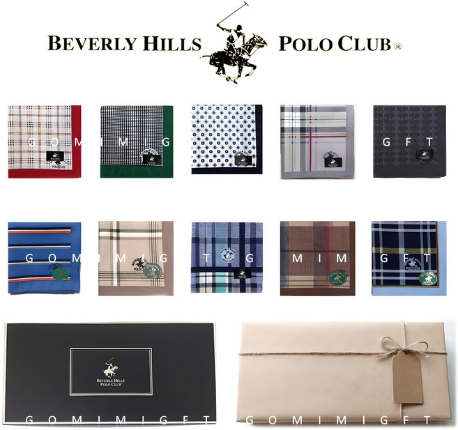 폴로클럽 남자손수건 세트 10장 개별케이스 명품브랜드 선물용 무료선물포장