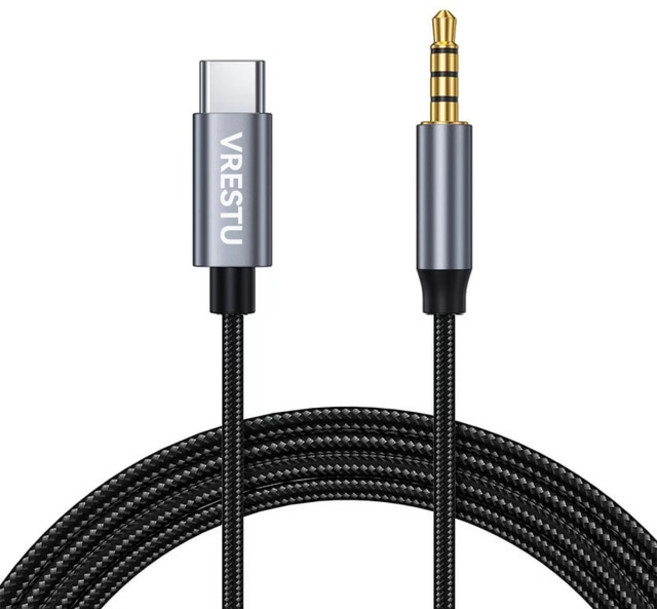 갤럭시이어폰젠더 C 타입-3.5mm 잭 AUX 케이블 오디오 DAC 칩 4 극 마이크 3 5 HiFi 헤드셋 삼성 구글 픽셀 화웨이 샤오미 호환, 그레이, 2.Gray - 1m, 1개