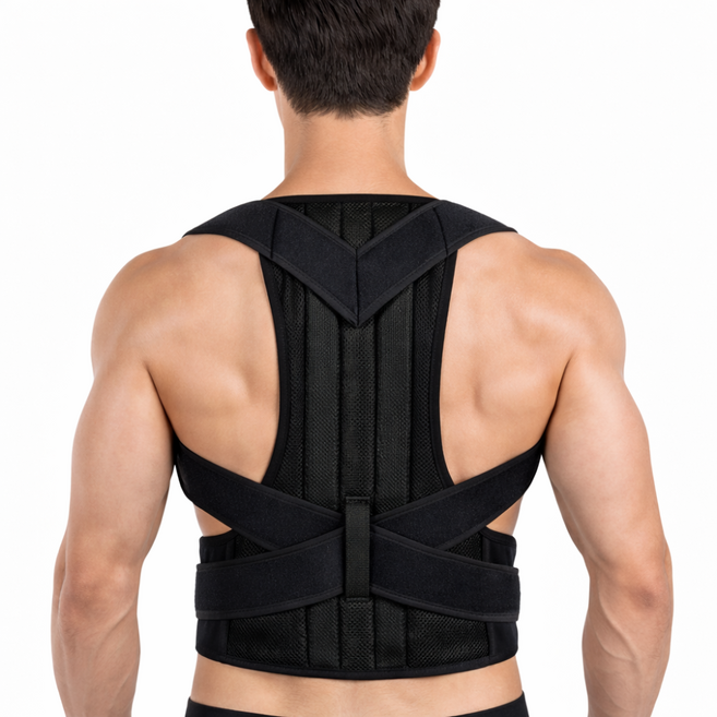 스파코라 남녀공용 라운드숄더 교정밴드 자세 거북목 어깨 굽은등, 1개