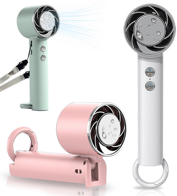 Fowod 무선 손선풍기 휴대용 접이식 급속 냉각 에어컨 USB 얼음선풍기, 흰색