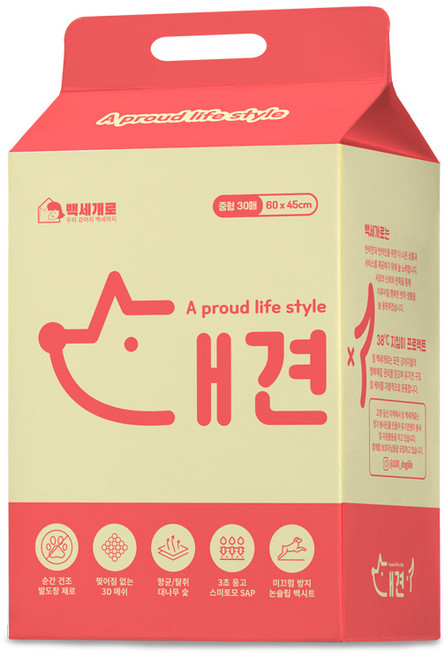 백세개로 대견패드 배변패드 중형 1팩 (30매), 1개, 30개입